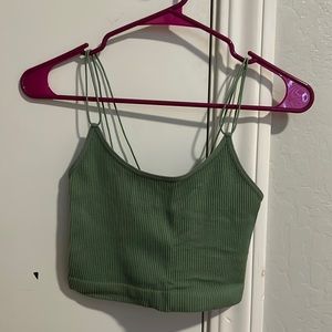 Green ribbed tank top (size small)